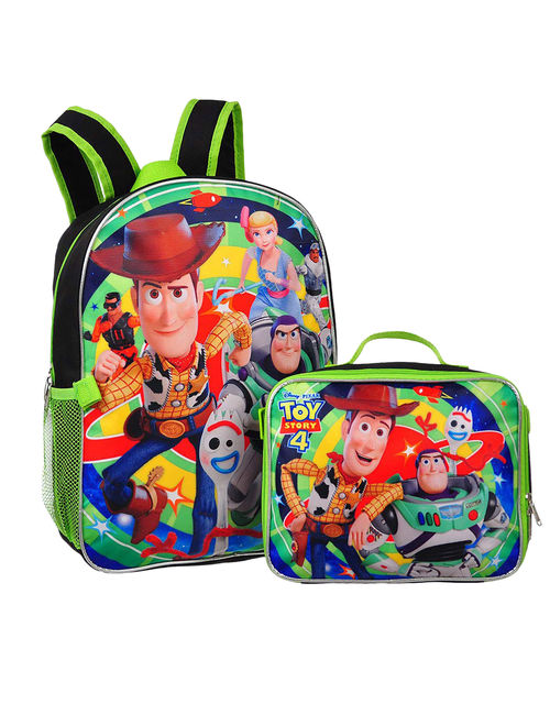 Boys Toy Story 4 Buzz Woody Bo Peep Forky Backpack 16" w/ Detachable Lunch Bag