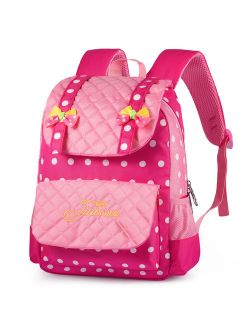 Casual School Bag Children School Kids Backpacks for Girls, Rose Red
