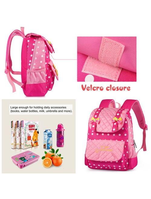 Vbiger Casual School Bag Children School Kids Backpacks for Girls, Rose Red