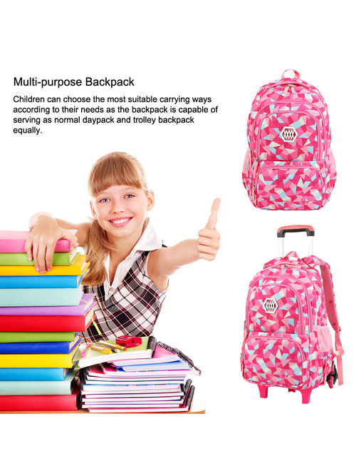 VBIGER Girls Rolling Backpack Wheeled Backpack Trolley School Bag Travel Luggage