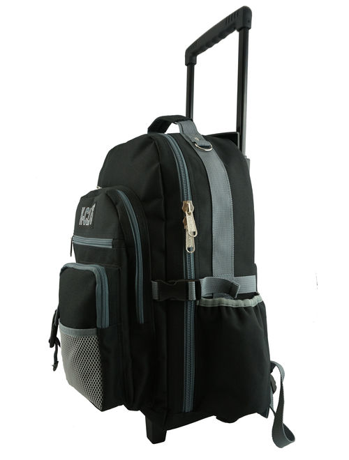 K-Cliffs Heavy Duty Rolling School Backpack with Wheels in Black