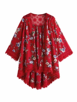 Women's Tassel Kimono Fringe Cardigan Beachwear Cover up