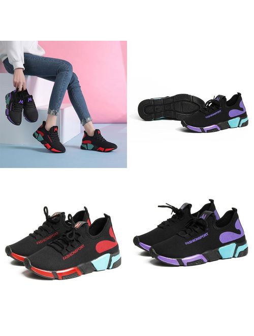 Women Casual Breathable Sport Shoes Lace Up Outdoor Running Shoes Sneakers RllYE