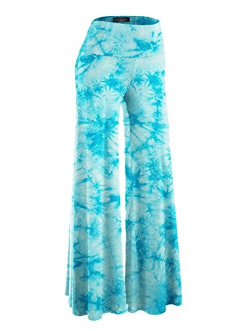 Made By Johnny Womens Solid/Tie-Dye Casual Comfy Wide Leg Palazzo Lounge Pants Gaucho S~3XL