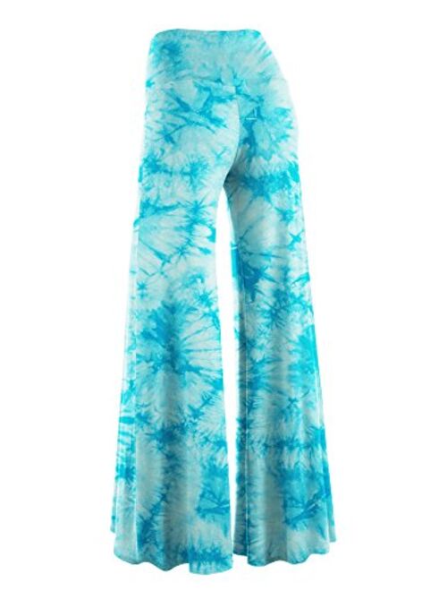 Made By Johnny Womens Solid/Tie-Dye Casual Comfy Wide Leg Palazzo Lounge Pants Gaucho S~3XL 