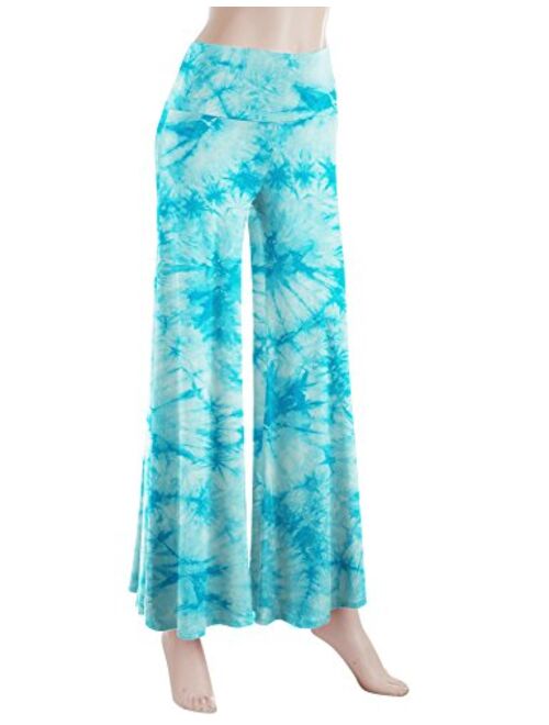Made By Johnny Women's Solid/Tie-Dye Casual Comfy Wide Leg Palazzo Lounge Pants Gaucho (S~3XL)