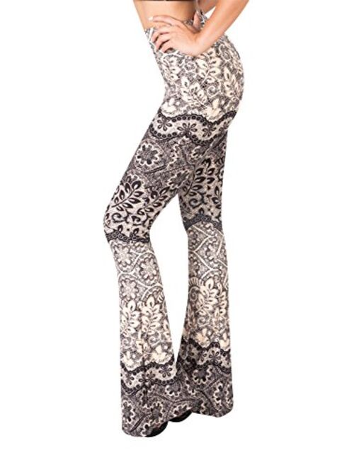 SATINA High Waisted Flare Palazzo Wide Leg Pants | Printed & Solid | Reg & Plus
