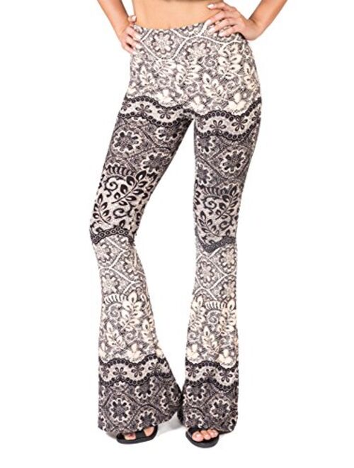 SATINA High Waisted Flare Palazzo Wide Leg Pants | Printed & Solid | Reg & Plus