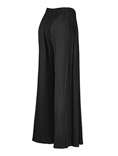 High Waist with Drawstring Made By Johnny Womens Premium Pleated Maxi Wide Leg Palazzo Pants Gaucho