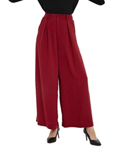 Tronjori Women High Waist Casual Wide Leg Long Palazzo Pants Trousers