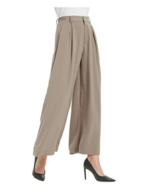 Tronjori Women High Waist Casual Wide Leg Long Palazzo Pants Trousers