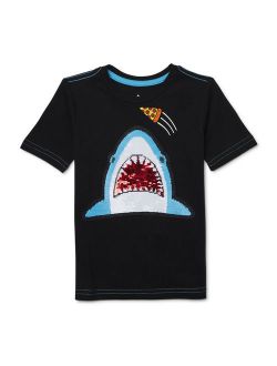 Boys' 4-10 Short Sleeve Flip Sequin Shark T-Shirt