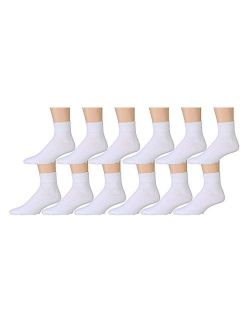 12 Pairs Value Pack of Wholesale Sock Deals Mens Ankle Socks, White, 10-13
