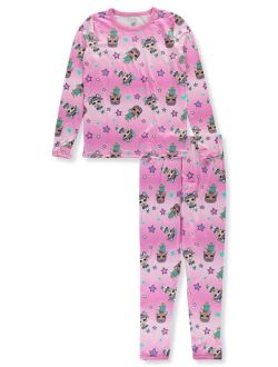 Cuddl Duds Girls Fleece Warm Loungewear Pajama 2-Piece Set Pink