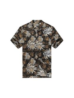 Men's Hawaiian Shirt Aloha Shirt M Breadfruit Leaves in Black