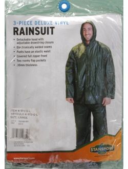 Stansport Men's Vinyl Rainsuit with Hood, Green