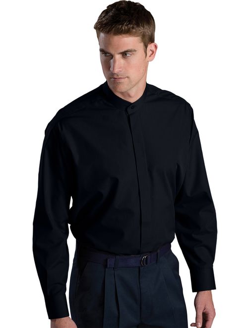 Edwards Garments Men's Banded Collar Adjustable Cuff Broadcloth Shirt