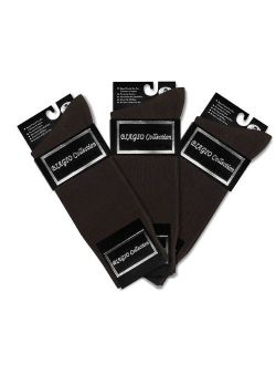 3 Pair of Biagio Solid CHOCOLATE BROWN Color Men's COTTON Dress SOCKS