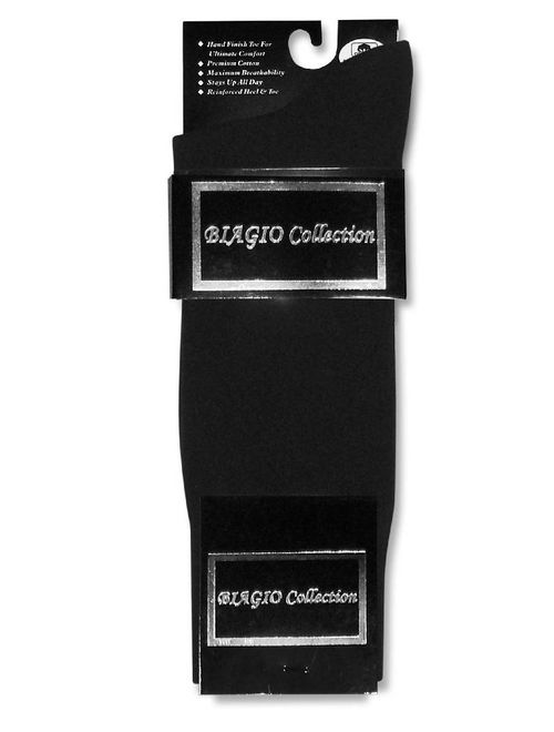 3 Pair of Biagio Solid Men's BLACK Color COTTON Dress SOCKS