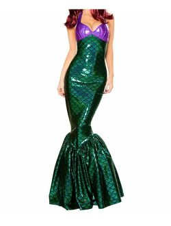 KSHUN Women's Sexy Wet Look Mermaid Costume Halloween Cosplay Mermaid Dress