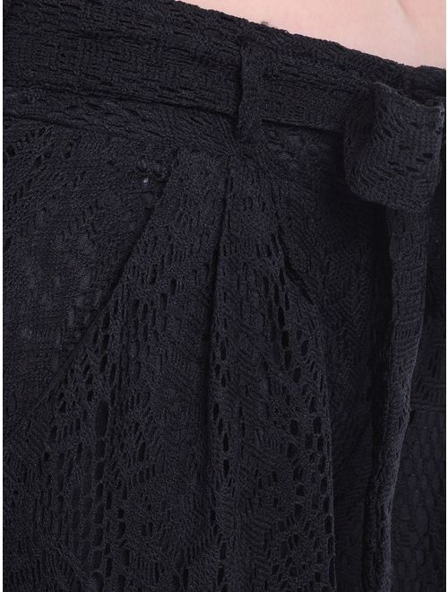 Anna Kaci ANNA-KACI Womens Wide Leg Pants Crochet Lace Boho Loose Fit Palazzo Long Trouser