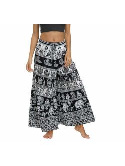 MsAnya Womens Palazzo Slit Wide Leg Pants Summer Casual Beach Boho Hippie Bohemian Pilate Plus Size 10-18