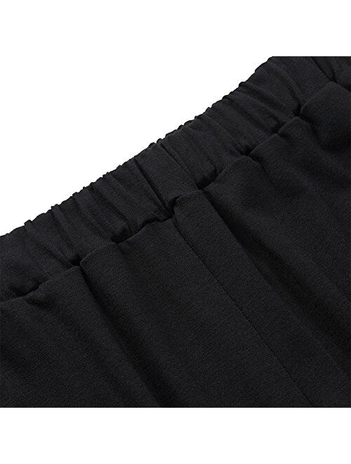 GlorySunshine Women's Elastic Waist Solid Palazzo Casual Wide Leg Pants with Pockets
