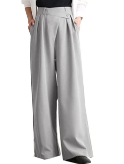 NRTHYE Womens Palazzo Long Pants High Waist Wide Leg Stretchy Loose Fit Casual Trousers with Pocket