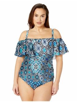 Sunsets Curve Women's Plus Size Valentina Ruffled One Piece Swimsuit