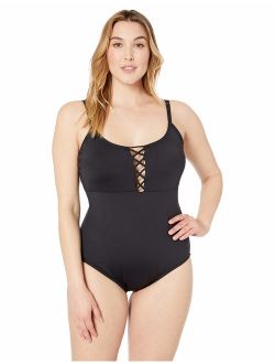 Women's Plus Size Island Goddess Strappy Convertible One Piece Swims