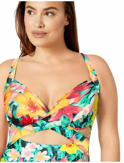 Sunsets Women's Sasha Plus Size Crossover One Piece Swimsuit with Power Mesh