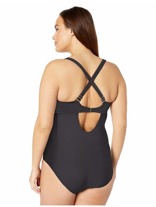 Sunsets Women's Sasha Plus Size Crossover One Piece Swimsuit with Power Mesh
