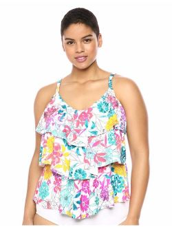 Women's Plus Size Triple Tier Tankini Swimsuit Top