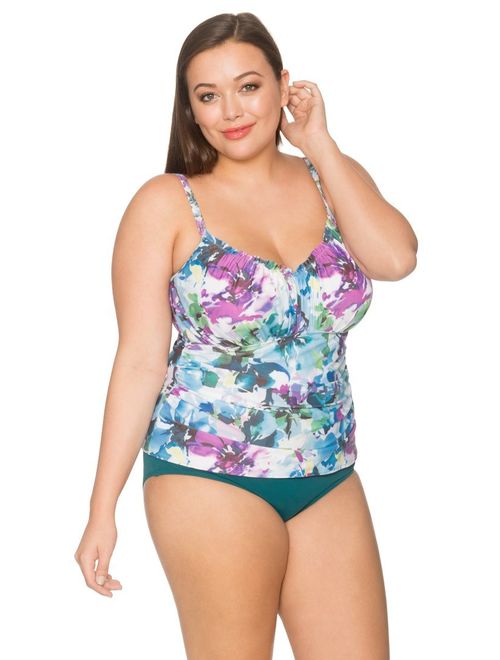 Sunsets Women's Plus-Size Sweetheart Shirred Tankini with Foam and Underwire