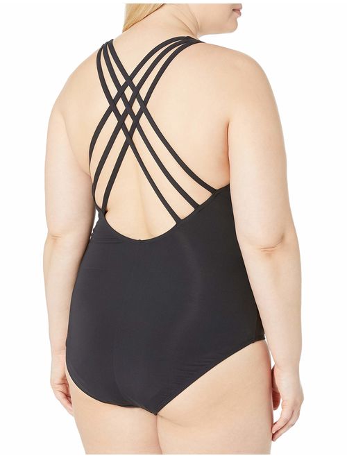 Bleu Rod Beattie Women's Plus Size RoadToMoroccan Skirted Over The Shoulder Floating Undrwre Mio Onepiece Swimsuit