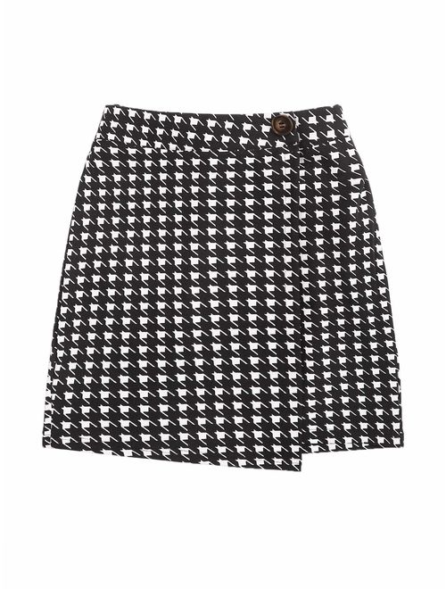 Verdusa Women's Snakeskin Print Asymmetrical Hem Bodycon Mini Skirt