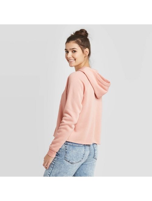 Women's Tacos and Love Cropped Hoodie Sweatshirt - Grayson Threads (Juniors') - Pink