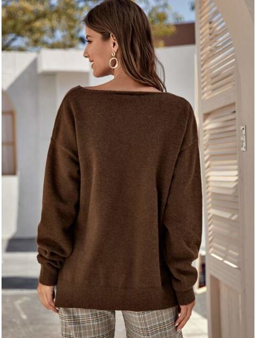 Shein Drop Shoulder Crisscross Front Multi-way Sweater