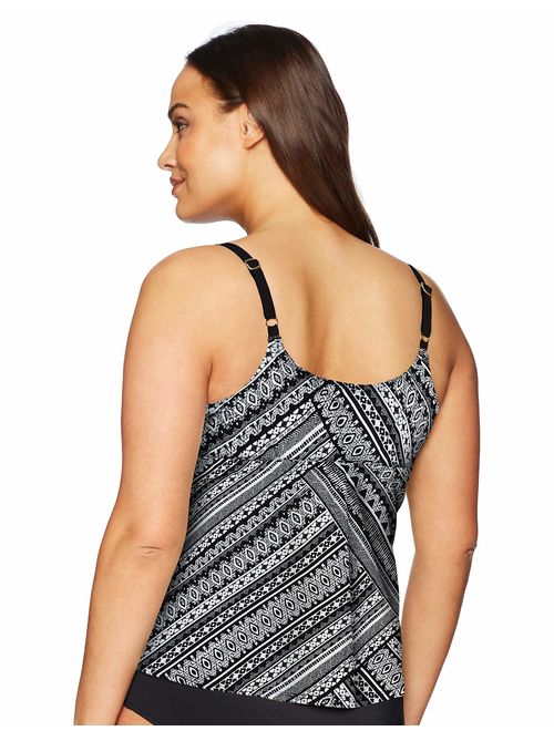 24th & Ocean Women's Plus Size Over The Shoulder Tankini Swimsuit Top