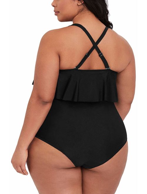 Sovoyontee Women's 2 Piece Plus Size High Waisted Swimsuit Bathing Suit