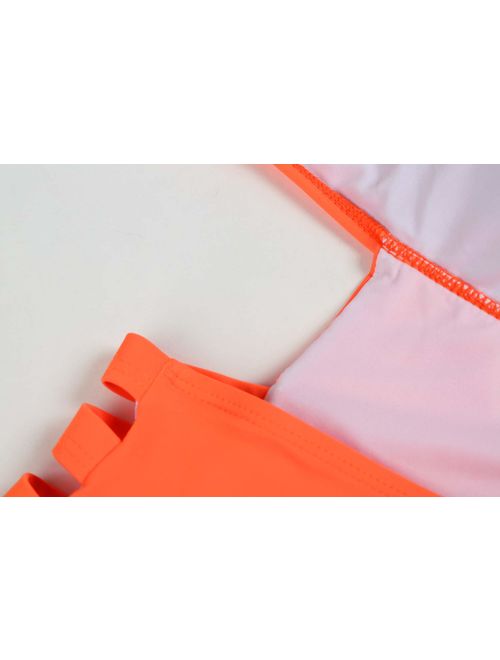 Yskkt Womens Plus Size Swimwear One Piece High Waist Swimsuits Tummy Control Swim Bathing Suits Monokini