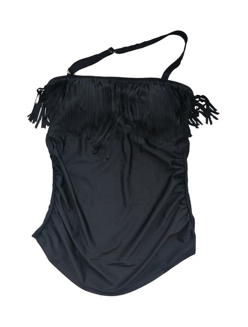 Eternatastic Women's Halter Top Tankini Fringe Swimwear Tassel Swimsuit Plus Size