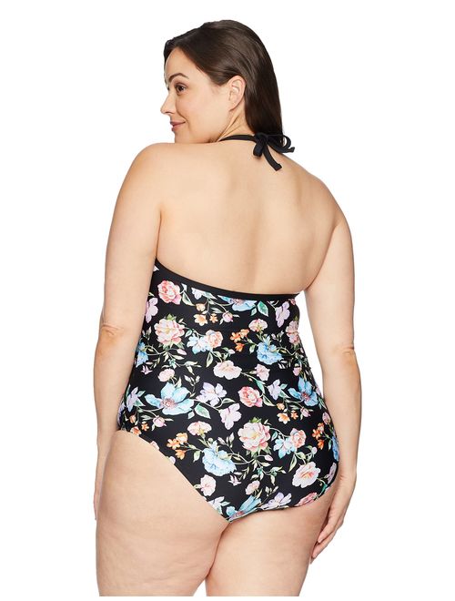 Kenneth Cole REACTION Women's Plus-Size Tummy Control One Piece Swimsuit