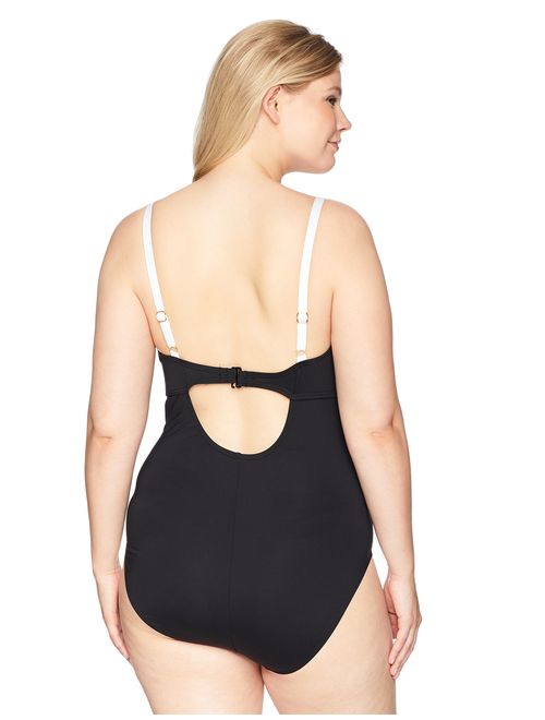 La Blanca Women's Plus Size Color Block Halter One Piece Swimsuit