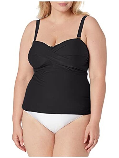 Catalina Women's Plus-Size Twist Front Bandeau Tankini Swimsuit