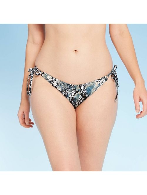 Women's Side-Tie Cheeky Bikini Bottom - Shade & Shore Blue Snake Print