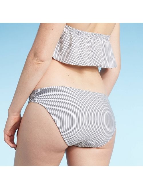 Women's Seersucker Loop Side Hipster Bikini Bottom - Xhilaration&#153; Indigo Stripe