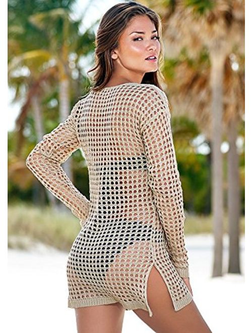 Wander Agio Beach Tops Sexy Perspective Cover Dresses Bikini Cover-ups Net Coverups