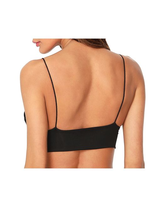 SheIn Women's Strappy Plain V Neck Vest Sexy Bralette Cami Crop Top