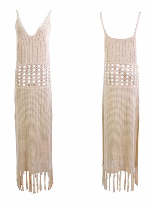Women's Crochet Crop Long Dress Summer Swimsuit Bikini Beach Swimwear Cover up Party Dress